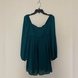 NWT TAGS ABERCROMBIE AND FITCH FOREST GREEN LONG SLEEVE MINI DRESS